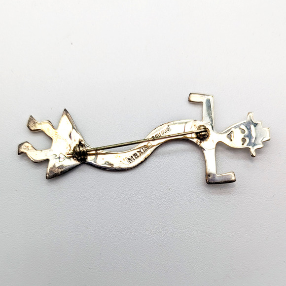 Silver Unlimited Sterling Silver Dancing Figure Brooch Made in Mexico Signed SU - Picture 7 of 7